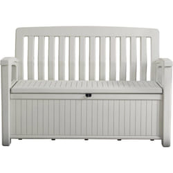 Dmora - Cassapanca outdoor Goderich, Baule da giardino, Contenitore da esterno, Panchina contenitore da esterno, 133x61 h89 cm, Bianco