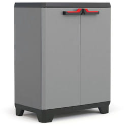Armadio da esterno Cochrane, Mobile outdoor, Mobiletto giardino multiuso, Contenitore per balcone o garage, Made in Italy, 68x39 h90 cm, Grigio