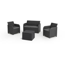 Set salotto da esterno Barrhead, Salottino outdoor, Set da balcone o giardino, Composizione soggiorno per esterni, 113x65 h74 cm, Antracite - Dmora
