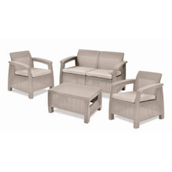 Set salotto da esterno Nelson, Salottino outdoor, Set da balcone o giardino, Composizione soggiorno per esterni, 128x70 h79 cm, Beige - Dmora