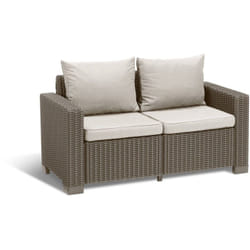 Dmora - Divano da esterno Roberval, Sofà da giardino, Divanetto outdoor, Divano per terrazzo, 141x68 h72 cm, Tortora
