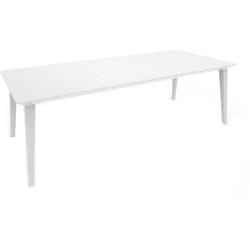 Tavolo da esterno Camrose, Base per picnic, Piano da pranzo da giardino, Banco outdoor multiuso, 235x98 h74 cm, Bianco - Dmora