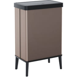 Dmora - Pattumiera Tofino, Cestino portarifiuti, Bidone per raccolta differenziata, Mobile per spazzatura, 44x27 h69 cm, Marrone