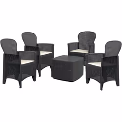 SET SALOTTO DA ESTERNO - Salottino outdoor o indoor, 4 poltrone con braccioli con un tavolino contenitore, Made in Italy, Ant ...