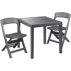 Set salotto da esterno Sanzeno, Salottino outdoor o indoor, Tavolo quadrato con 2 sedie pieghevoli, Made in Italy, Antracite - Dmora