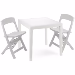 SET SALOTTO DA ESTERNO - Salottino outdoor o indoor, Tavolo quadrato con 2 sedie pieghevoli, Made in Italy, Bianco. CARATTERI ...