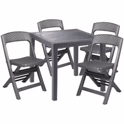 SET SALOTTO DA ESTERNO - Salottino outdoor o indoor, Tavolo quadrato con 4 sedie pieghevoli, Made in Italy, Antracite. CARATT ...