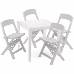 SET SALOTTO DA ESTERNO - Salottino outdoor o indoor, Tavolo quadrato con 4 sedie pieghevoli, Made in Italy, Bianco. CARATTERI ...