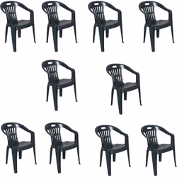 SET DI 10 SEDIE DA ESTERNO - Seduta da giardino, Per indoor o outdoor, Con braccioli e impilabile, Made in Italy, 56x55 h78 c ...