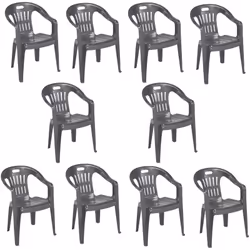 SET DI 10 SEDIE DA ESTERNO - Seduta da giardino, Per indoor o outdoor, Con braccioli e impilabile, Made in Italy, 56x55 h78 c ...