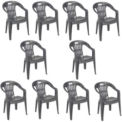 Dmora - Set di 10 sedie da esterno Aringa, Seduta da giardino, Per indoor o outdoor, Con braccioli e impilabile, Made in Italy, 56x55 h78 cm,