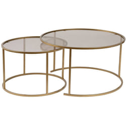 Dmora - Set di 2 tavolini da salotto Aedion, Tavolo basso da caffè, Portariviste per divano, Ripiano da soggiorno, 80x80 h43 cm, Oro e Bronzo