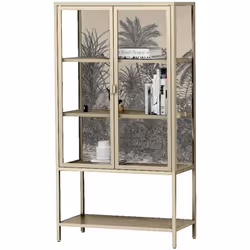 VETRINA - Credenza espositiva con 2 ante battenti, tre vani interni e uno esterno, rialzata da terra - Pratica struttura in m ...