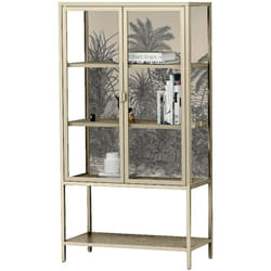 Vetrina Busseto, Credenza espositiva, Vetrinetta multiuso, Madia da soggiorno, 80x35 h160 cm, Panna - Dmora