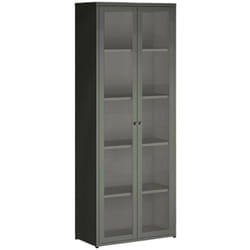 Vetrina Izano, Credenza espositiva, Vetrinetta multiuso, Madia da soggiorno, 70x35 h180 cm, Ardesia - Dmora