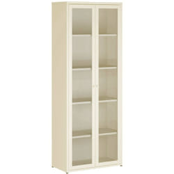 Vetrina Izano, Credenza espositiva, Vetrinetta multiuso, Madia da soggiorno, 70x35 h180 cm, Panna - Dmora