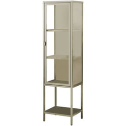 Dmora - Vetrina Laces, Credenza espositiva, Vetrinetta multiuso, Madia da soggiorno, 42x35 h160 cm, Panna