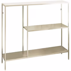 CONSOLLE - Tavolo fisso con 3 ripiani con linee geometriche e asimmetriche rialzato da terra, Elegante svuotatasche e portaog ...