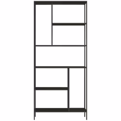 LIBRERIA - Portalibri pratico e minimal con 7 vani aperti con linee geometriche e asimmetriche, rialzato da terra, con strutt ...