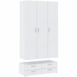 GUARDAROBA 3 ANTE - Elegante mobile a 3 ante con ripiani interni, barra appendiabiti e cassetti, rialzato da terra, utilizzab ...