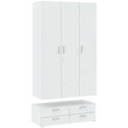 Guardaroba 3 ante Randazzo, Mobile camera da letto, Cabina armadio portabiti, Armadio appendiabiti, 111x52 h214 cm, Bianco - Dmora