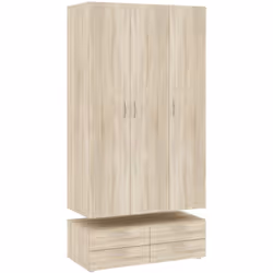 GUARDAROBA 3 ANTE - Elegante mobile a 3 ante con ripiani interni, barra appendiabiti e cassetti, rialzato da terra, utilizzab ...