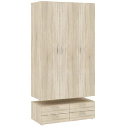 Guardaroba 3 ante Randazzo, Mobile camera da letto, Cabina armadio portabiti, Armadio appendiabiti, 111x52 h214 cm, Rovere - Dmora