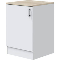 Dmora - Mobile 1 anta Zerna, Armadietto verticale, Modulo contenitore, Base cucina compatta, 60x60 h90 cm, Bianco e Rovere