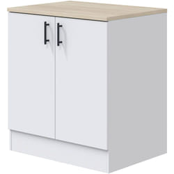 Dmora - Mobile per lavello 2 ante Nolia, Base sottolavello, Mobile lavello con ante, Struttura base per lavello, 80x60 h90 cm, Bianco e Rovere