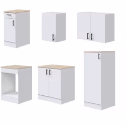 CUCINA COMPLETA - Questa composizione cucina è costituita da sei moduli: mobile per lavello a 2 ante, mobile 1 anta con casse ...