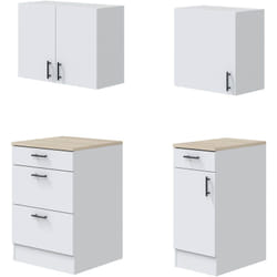 Set mobili per lavanderia Sesleria, Composizione lavanderia moderna, Soluzione salvaspazio per zona lavaggio, Bianco e Rovere - Dmora