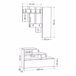 Mobile ingresso Vesty rovere oak con scarpiera e specchio - Vista aggiuntiva 4