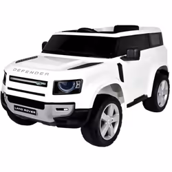Auto elettrica bambini 12V Land Rover Defender bianca con ruote gommate e telecomando Perfetta per chi sogna avventure off-ro ...