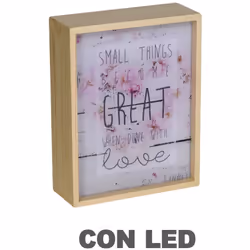 Lampada led scritte cm20x8h26 Caratteristiche: Dimensioni: Larghezza= 20 cm Profondità= 8 cm Altezza= 26 cm Materiale= Legno