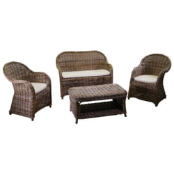 Salotto rattan roymer grigio c/cuscini 4 pezzi