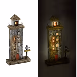 Decorazione Mare Faro Legno Naturale Con Led Cm16X6,5H29 Decorazione mare faro legno naturale con led cm16x6,5h29. Utilizzabi ...