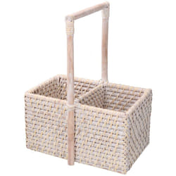 Vacchetti - Portabottiglie rattan algarve 2 posti bianco rettangolare cm24,5x14,5h13/31