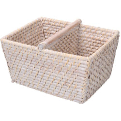 Vacchetti - Portatutto rattan algarve bianco rettangolare cm26x21h15