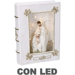 Libro resina natività led bianco cm16x5,5h22,2