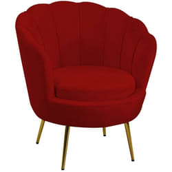 Poltrona velluto tulipan rosso fragola cm 73x72h77