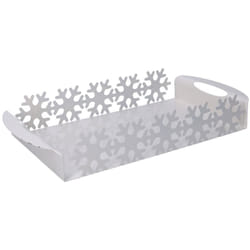 Vassoio bianco fiocco neve tondo tavola natale mod. Neve