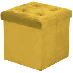 Puff velluto giallo quadro pieghevole cm 38x38h38