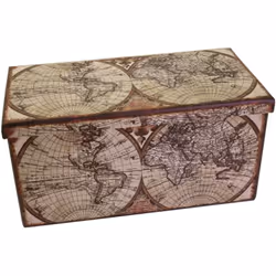 Baule ecopelle pieghevole mappamondo rettangolare cm76x38h38 Caratteristiche: Materiale:ECOPELLE Colore:MARRONE Materiale: Md ...