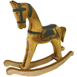 Vacchetti - Cavallo a dondolo legno verde acqua marrone cm38x8h33,5