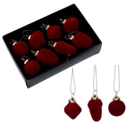 Vacchetti - Decorazione albero 8 pz vetro bordeaux velluto albero natale da appendere
