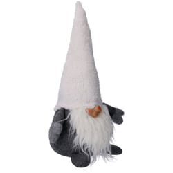 Vacchetti - Gnomo natalizio grigio in tessuto decorazione addobbo natale h 36