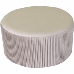 Puff velluto beige tondo cm ø56h28 Caratteristiche: Materiale:VELLUTO Colore:BEIGE Scatola Portaoggetti In Mdf / Velluto