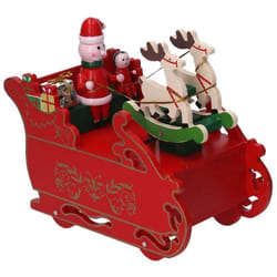 Vacchetti - Slitta di natale in legno carillon rosso bambini renna babbo natale