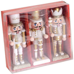 Vacchetti - Soldatino schiaccianoci natale in legno 3pz bianco oro addobbo