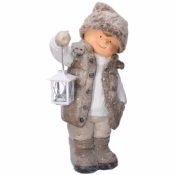 Bambino resina con lanterna beige cm30x21h51 Caratteristiche: Materiale:RESINA Colore:BEIGE 30X21X51 25X18X51